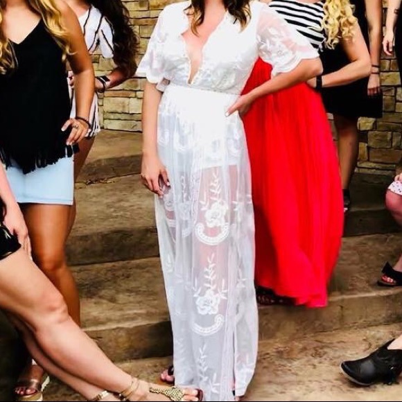 White Lace Maxi Romper - Picture 2 of 3